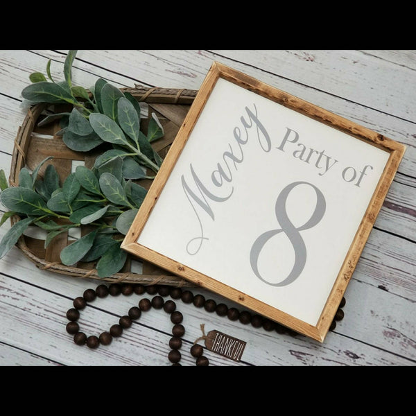 Party of Family sign, Party of six sign, custom family name, last name sign, Family Number sign, Farmhouse signs, Party of number sign