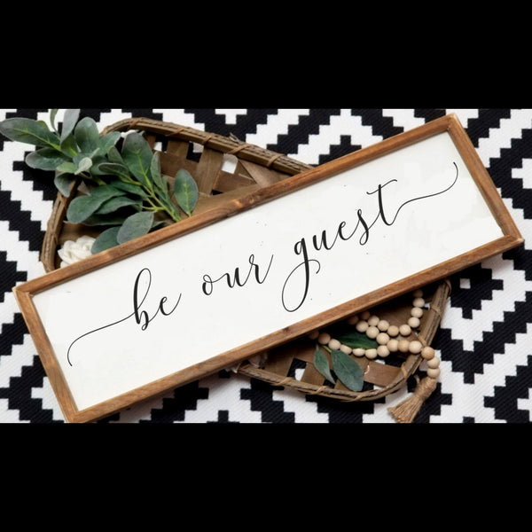 Wood signs, be our guest wood sign, guest room decor, over the bed sign, bedroom sign, bedroom decor, guest room wall decor, farmhouse decor