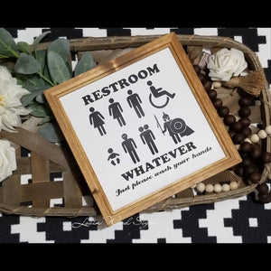 Restroom sign, funny bathroom sign, fixer upper style, all gender bathroom sign, alien restroom sign, ADA compliant sign, signs for bathroom
