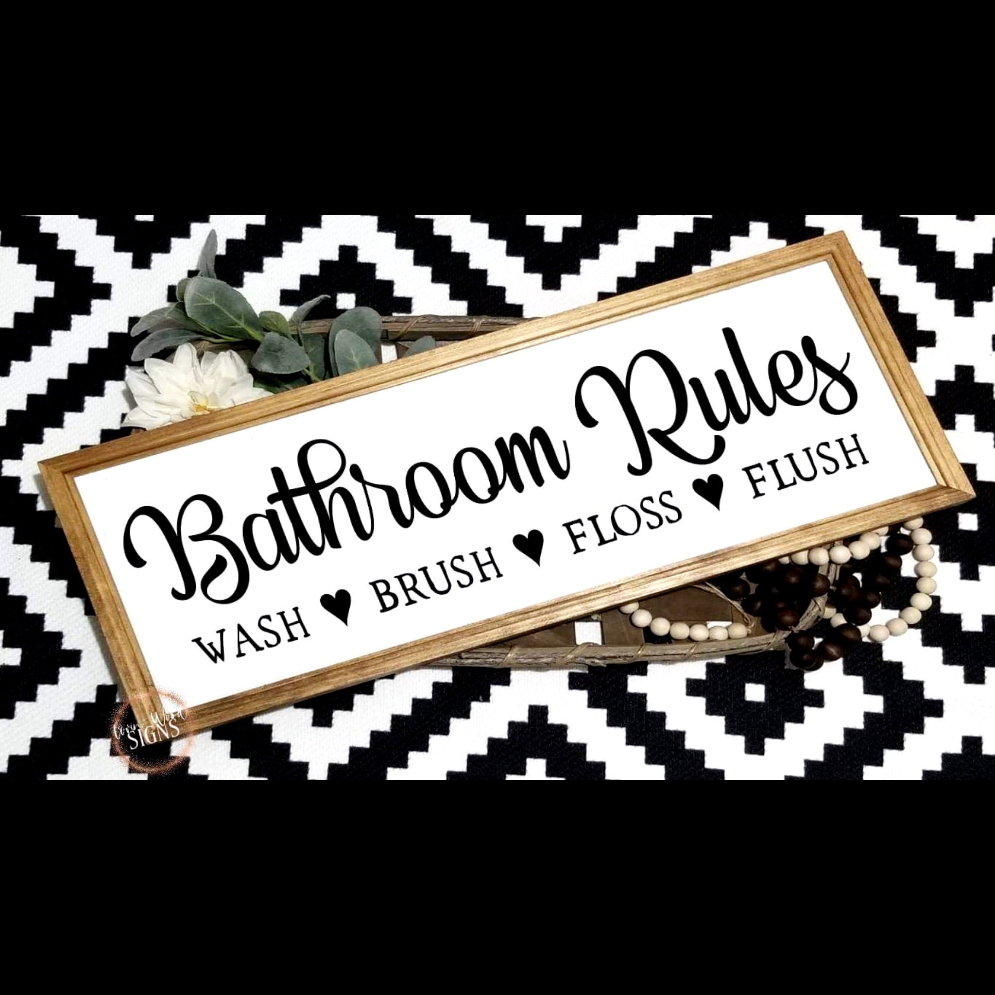 Bathroom rules sign horizontal