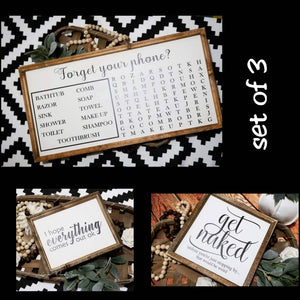 Funny bathroom sign set of 3, bathroom sign bundle