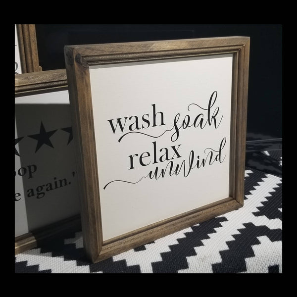 wash relax soak sign, bathroom sign, bathroom decor, master bath, master bathroom decor, wash relax soak unwind sign, signs for bathroom