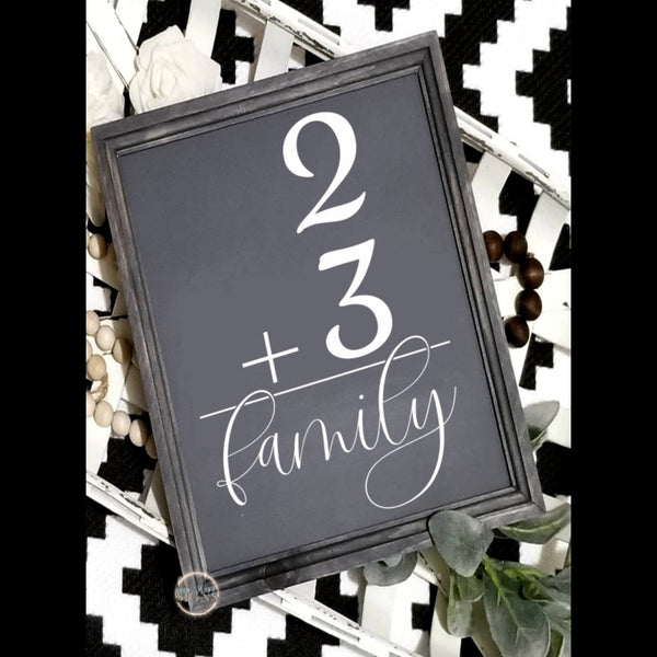 Family number sign, flash card sign