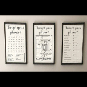 Forget your phone sign, set of 3, word search, scramble AND maze