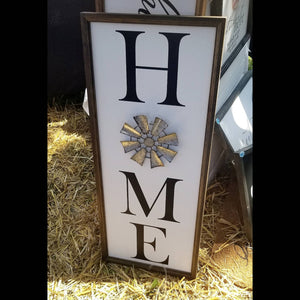 Home sign with windmill