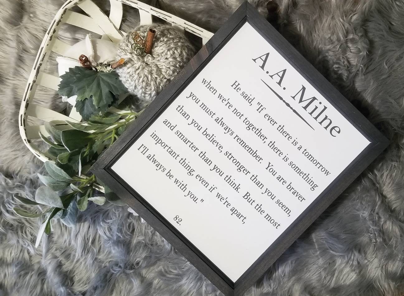 You are stronger than you think sign, Winnie the pooh sign, nursery decor, book quote, A.A. Milne, nursery sign, stronger braver smarter