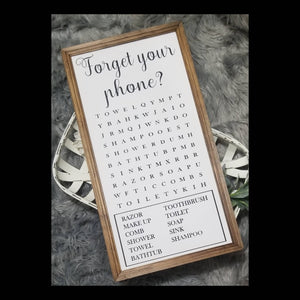 Forget your phone word search sign, vertical