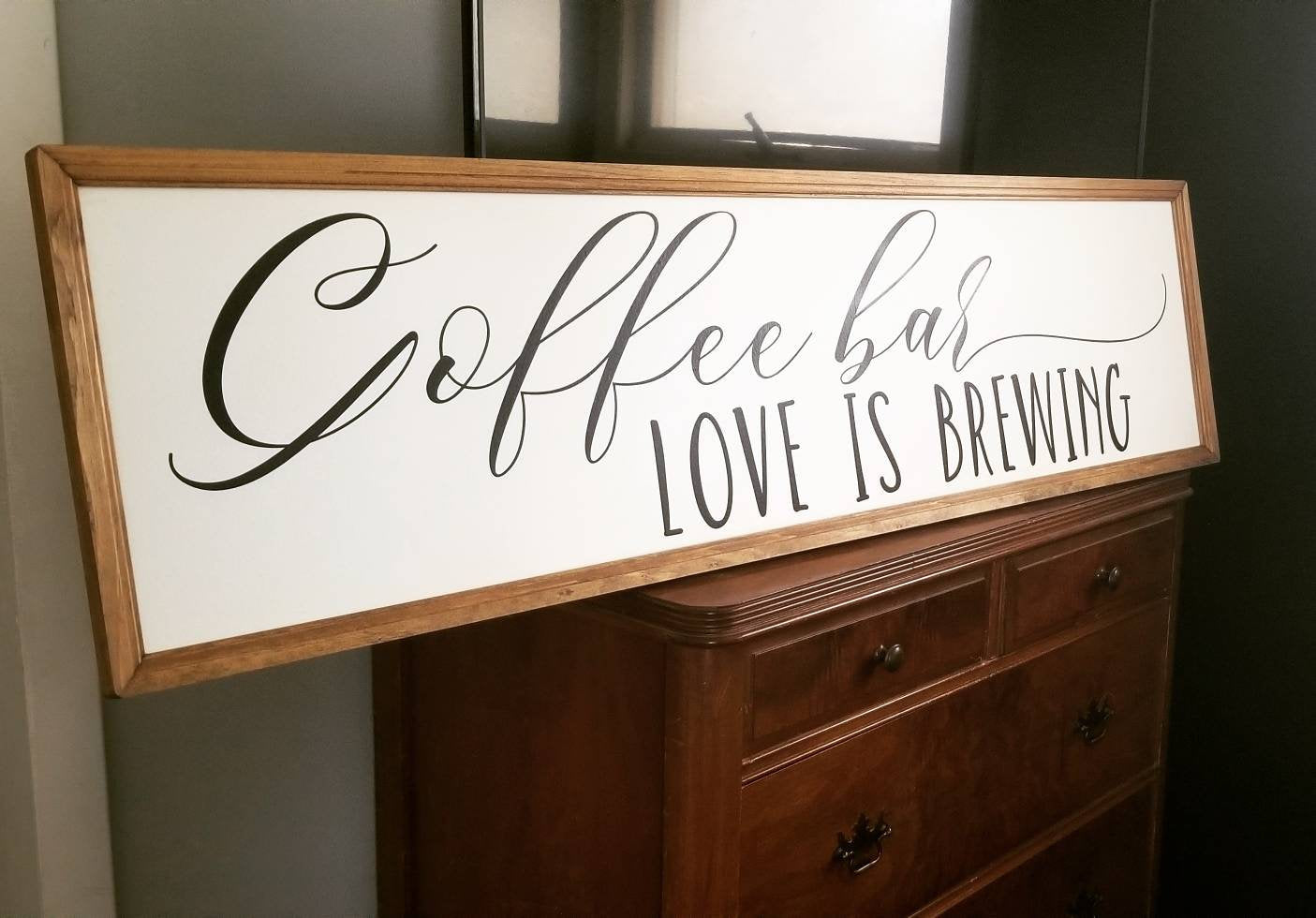 Coffee bar love is brewing sign