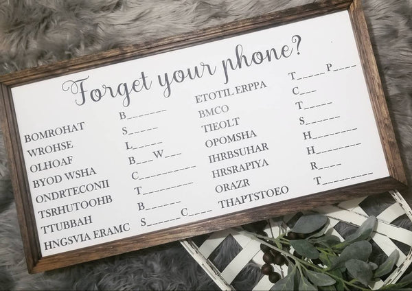 Forget your phone scramble sign horizontal